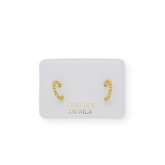 Pendientes de Aro y Mini Bolas en Oro 18k