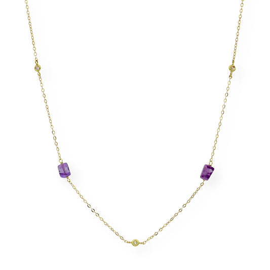Collar con Amatistas y Diamantes en Oro 18k