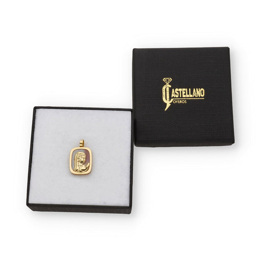Medalla Virgen Niña Primera Comunión de Oro 18K y Nácar Rosa