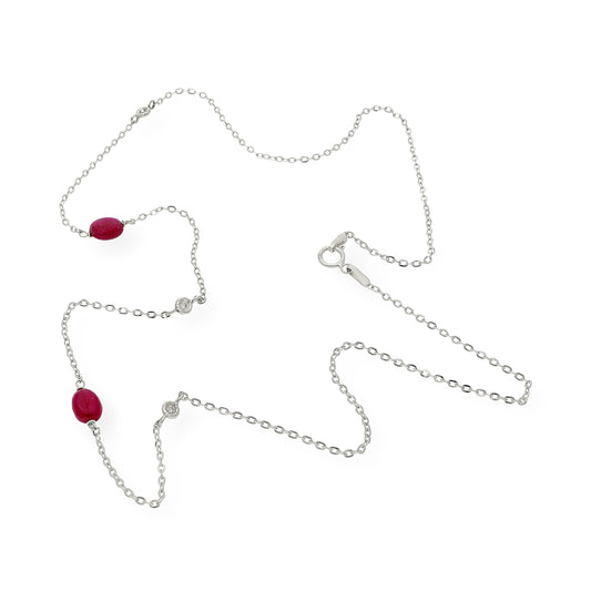 Collar con Rubíes y Diamantes en Oro blanco 18k