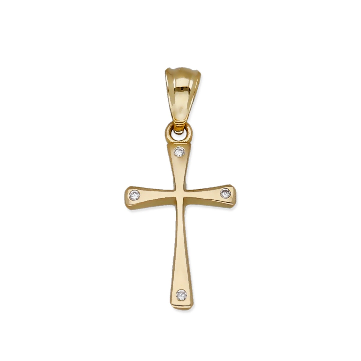 Colgante Cruz Moderna en Oro 18K con Circonitas