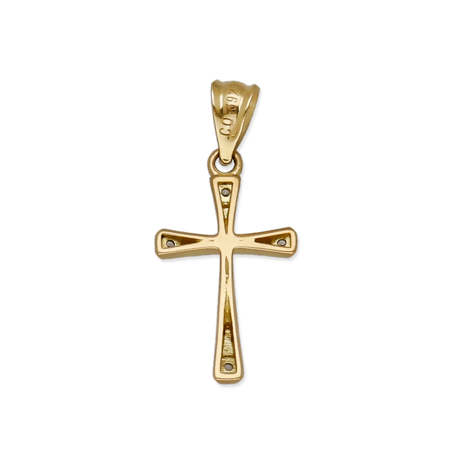 Colgante Cruz Moderna en Oro 18K con Circonitas