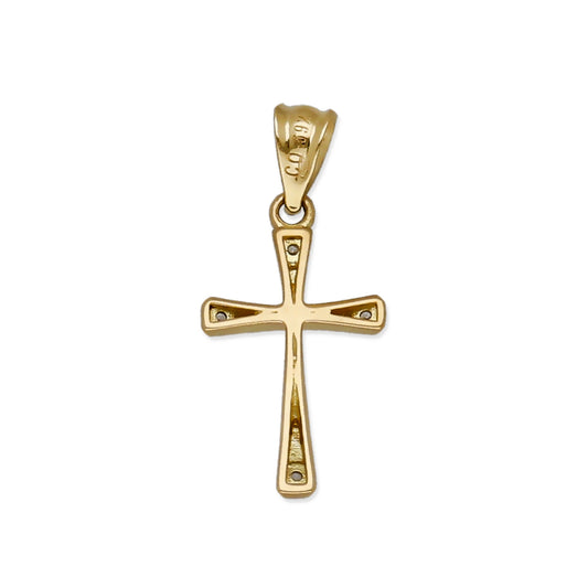Colgante Cruz Moderna en Oro 18K con Circonitas
