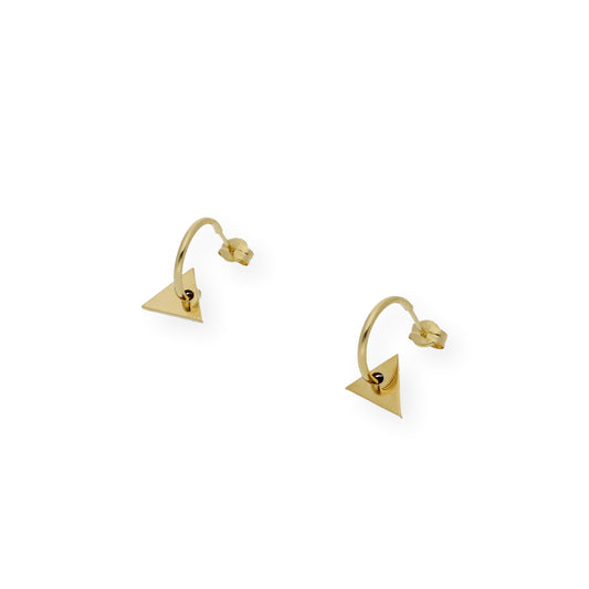 Pendiente aro y triangulo en Oro amarillo de 18K