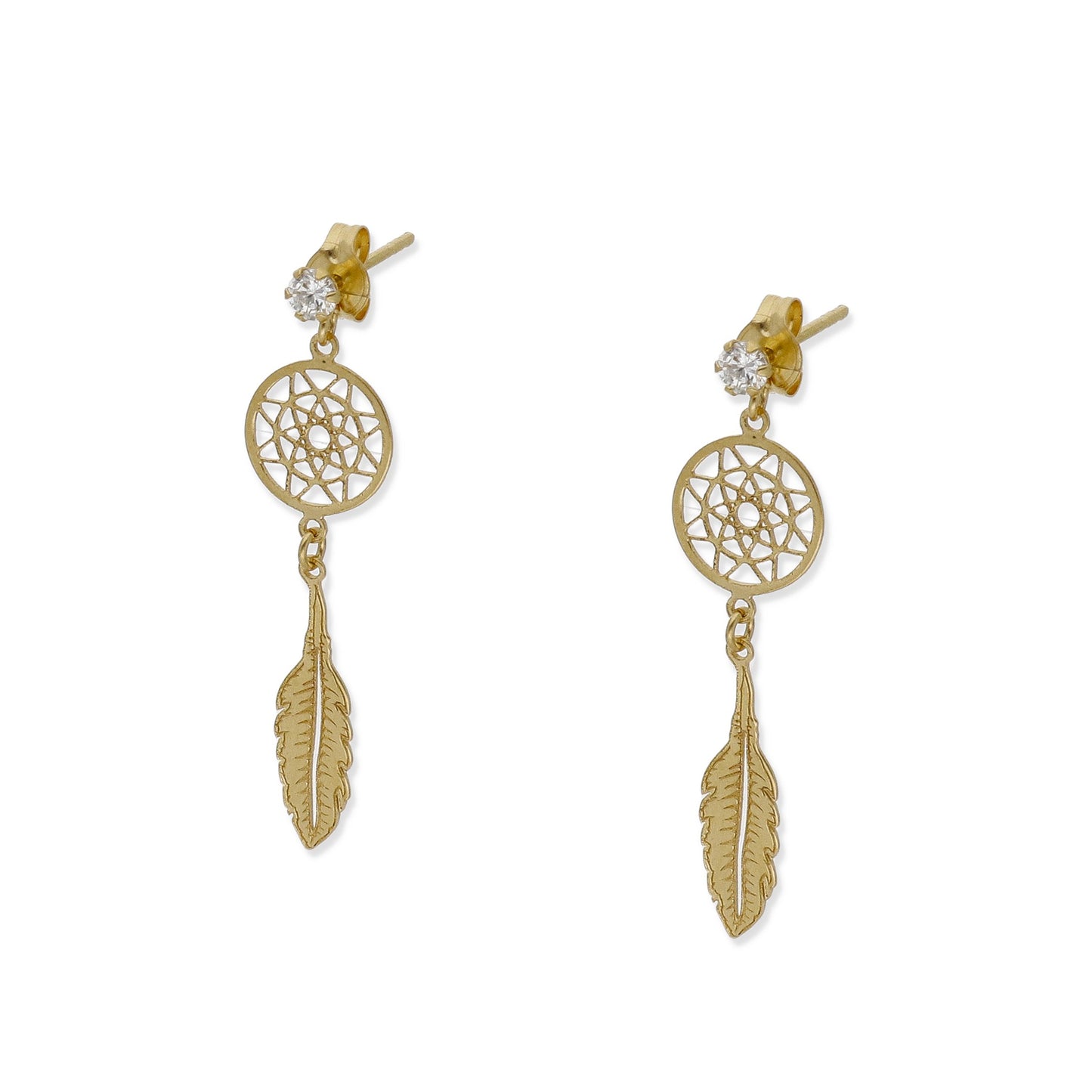 Pendientes Atrapa Sueños de Oro y Circonitas