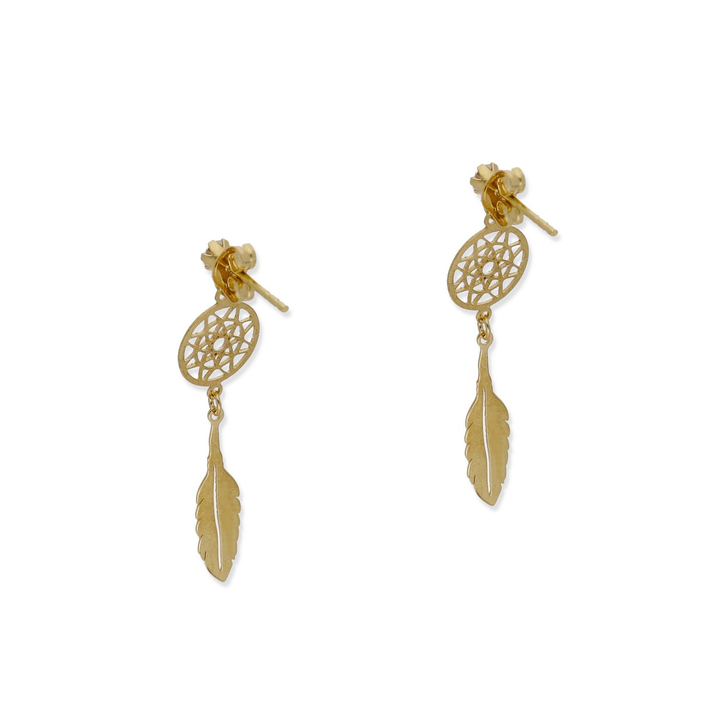 Pendientes Atrapa Sueños de Oro y Circonitas