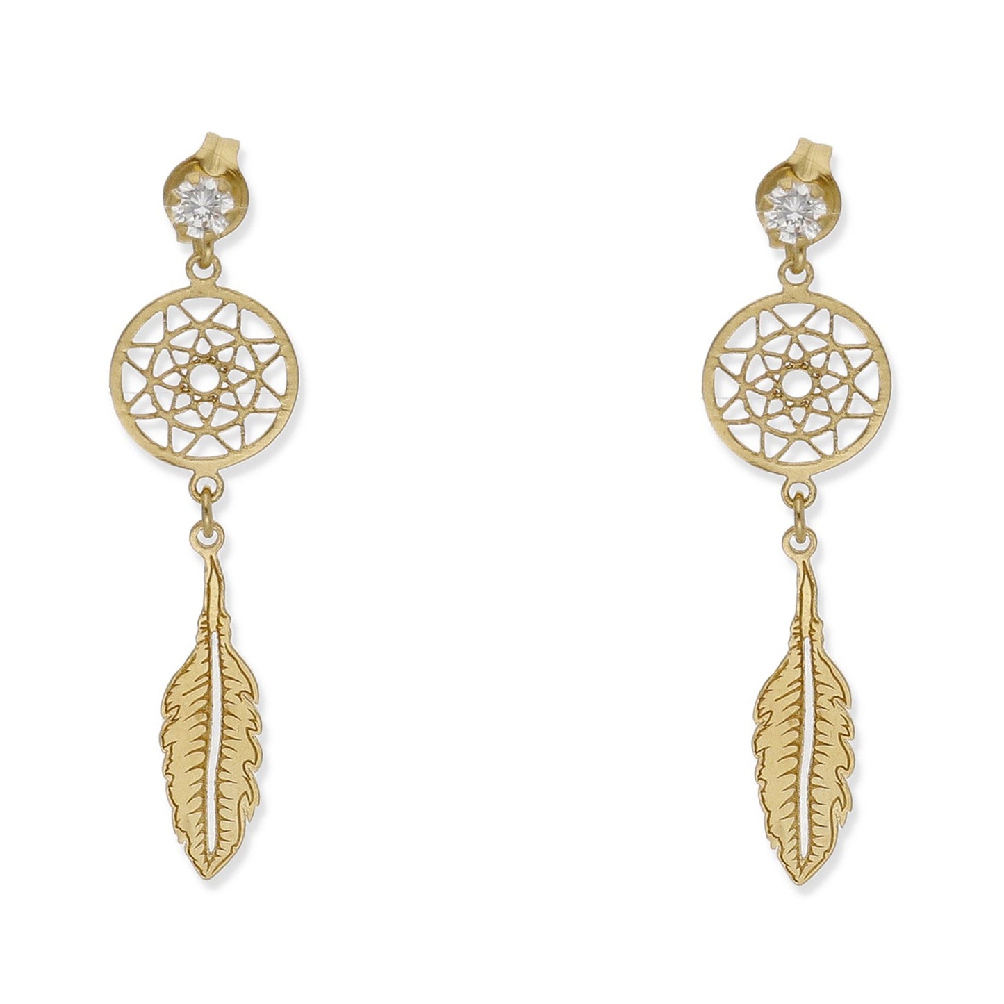 Pendientes Atrapa Sueños de Oro y Circonitas