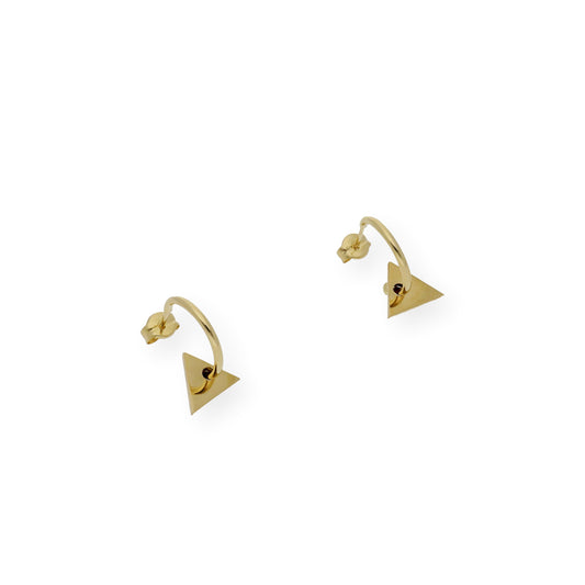 Pendiente aro y triangulo en Oro amarillo de 18K