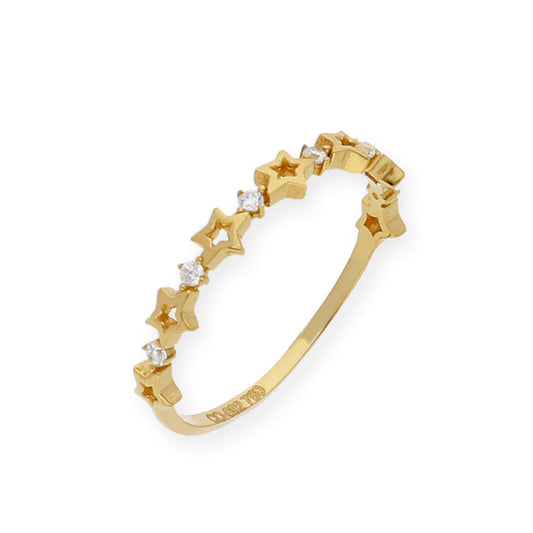 Anillo Constelación estrellas caladas en Oro 18k y Circonitas