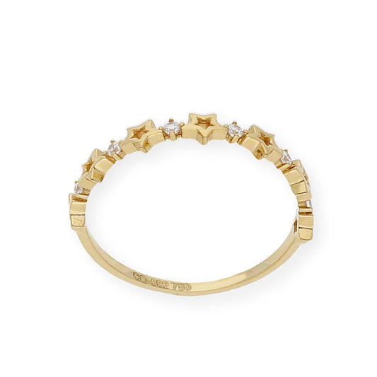 Anillo Constelación estrellas caladas en Oro 18k y Circonitas