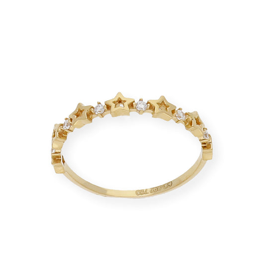 Anillo Constelación estrellas caladas en Oro 18k y Circonitas