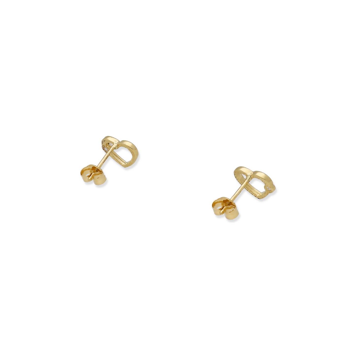 Pendientes de Corazón Calado en Oro de Ley 18K con Circonita