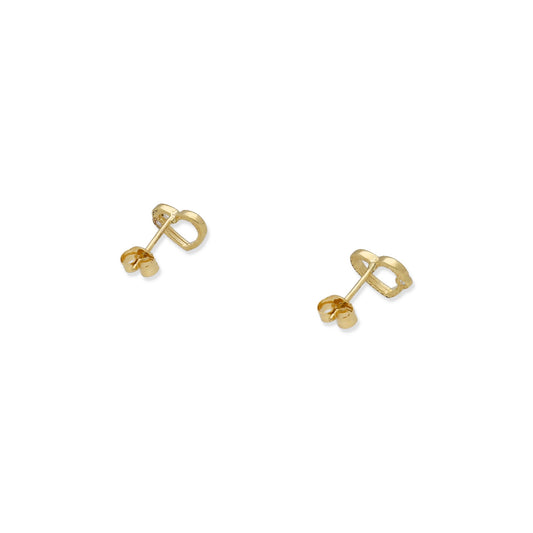 Pendientes de Corazón Calado en Oro de Ley 18K con Circonita