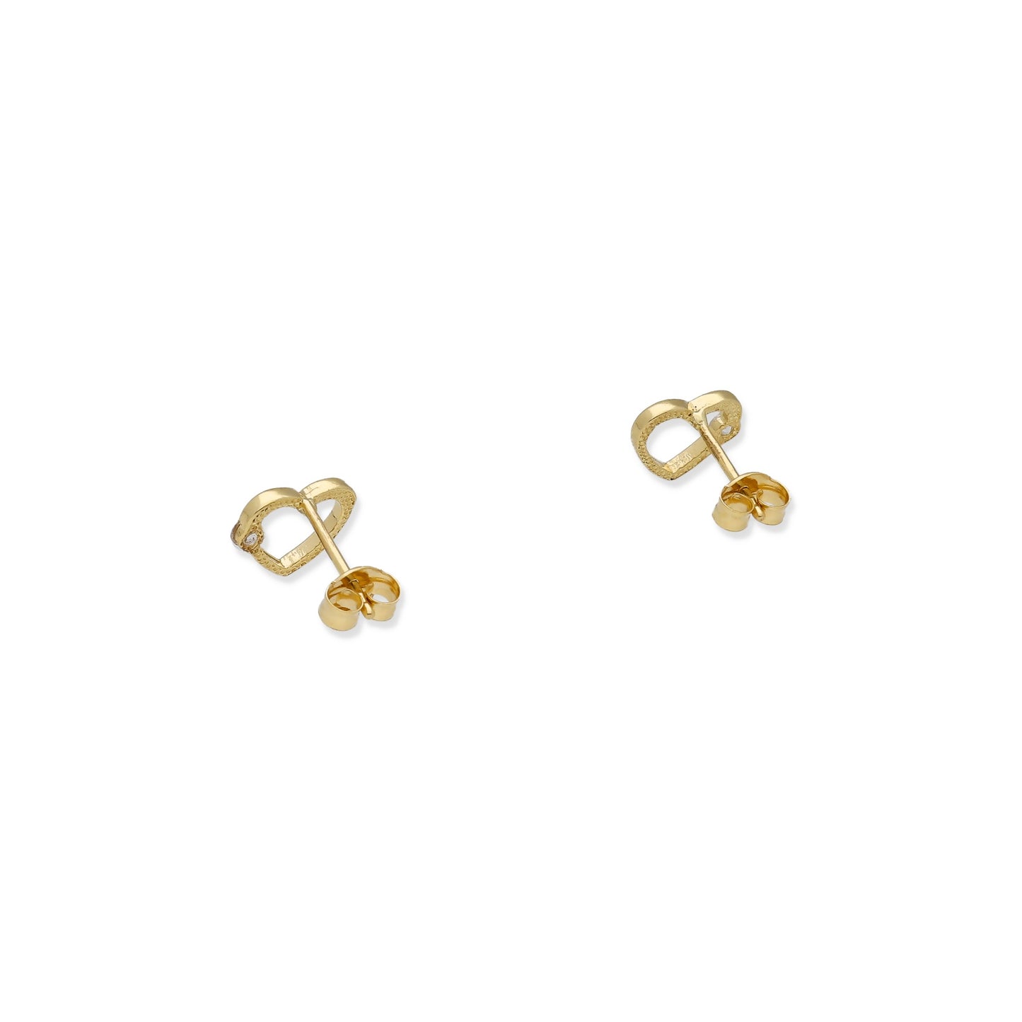 Pendientes de Corazón Calado en Oro de Ley 18K con Circonita