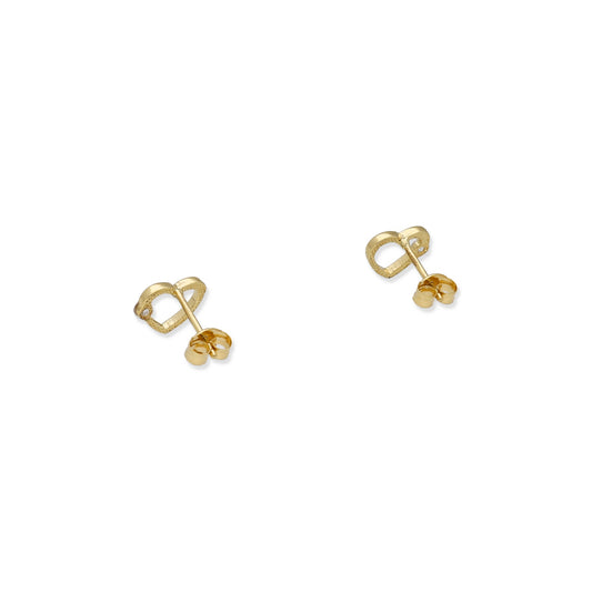 Pendientes de Corazón Calado en Oro de Ley 18K con Circonita