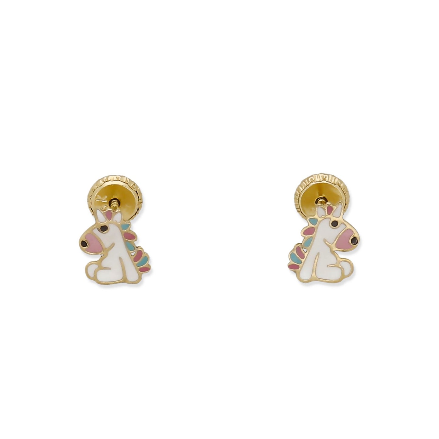 Pendientes Bebé Unicornio Peluche Esmaltado de Oro 18K