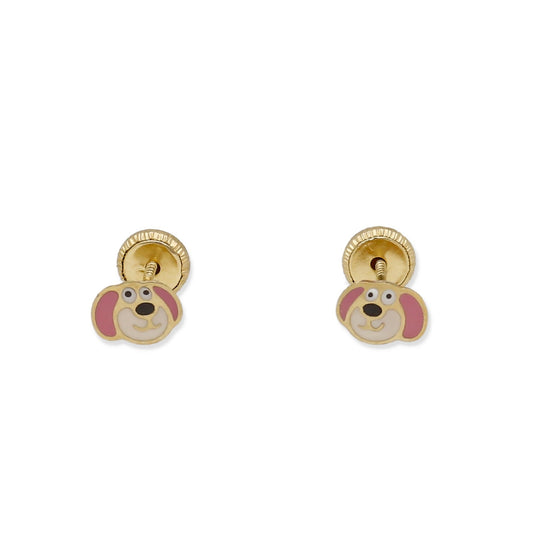 Pendientes Bebé Perrito Esmaltado de Oro 18K