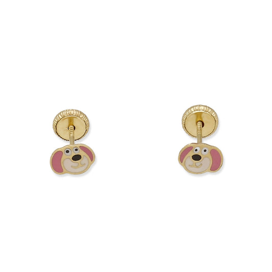 Pendientes Bebé Perrito Esmaltado de Oro 18K