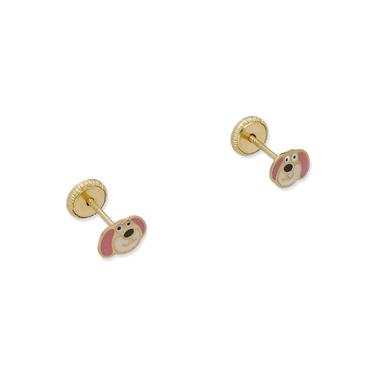 Pendientes Bebé Perrito Esmaltado de Oro 18K