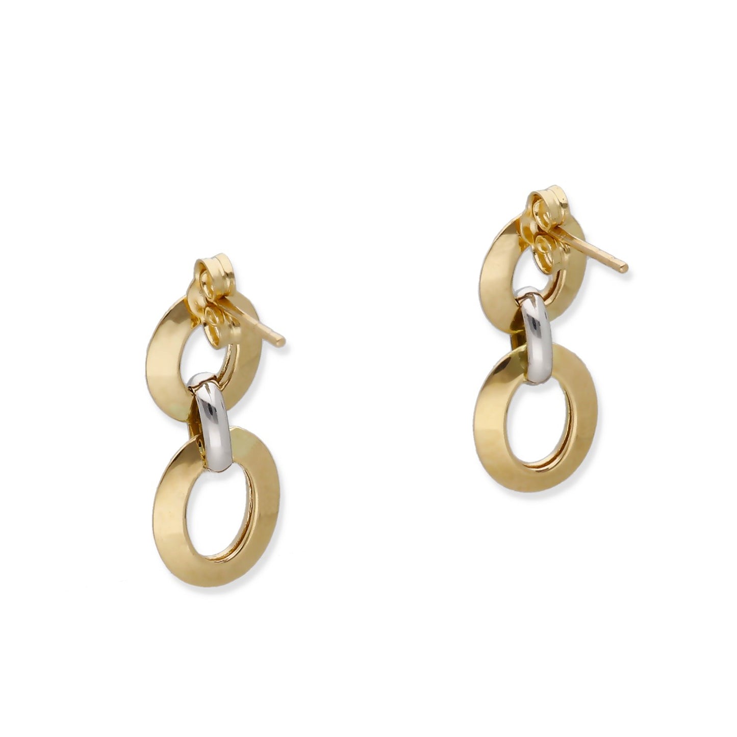 Pendientes de Eslabones Bicolor en Oro de Ley 18K