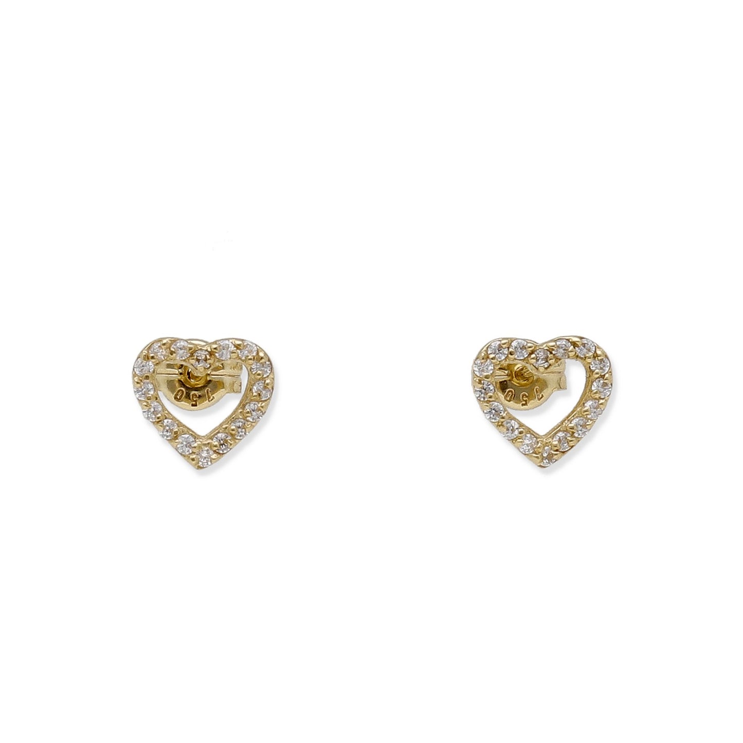 Pendientes Corazón de Oro 18K con Circonitas