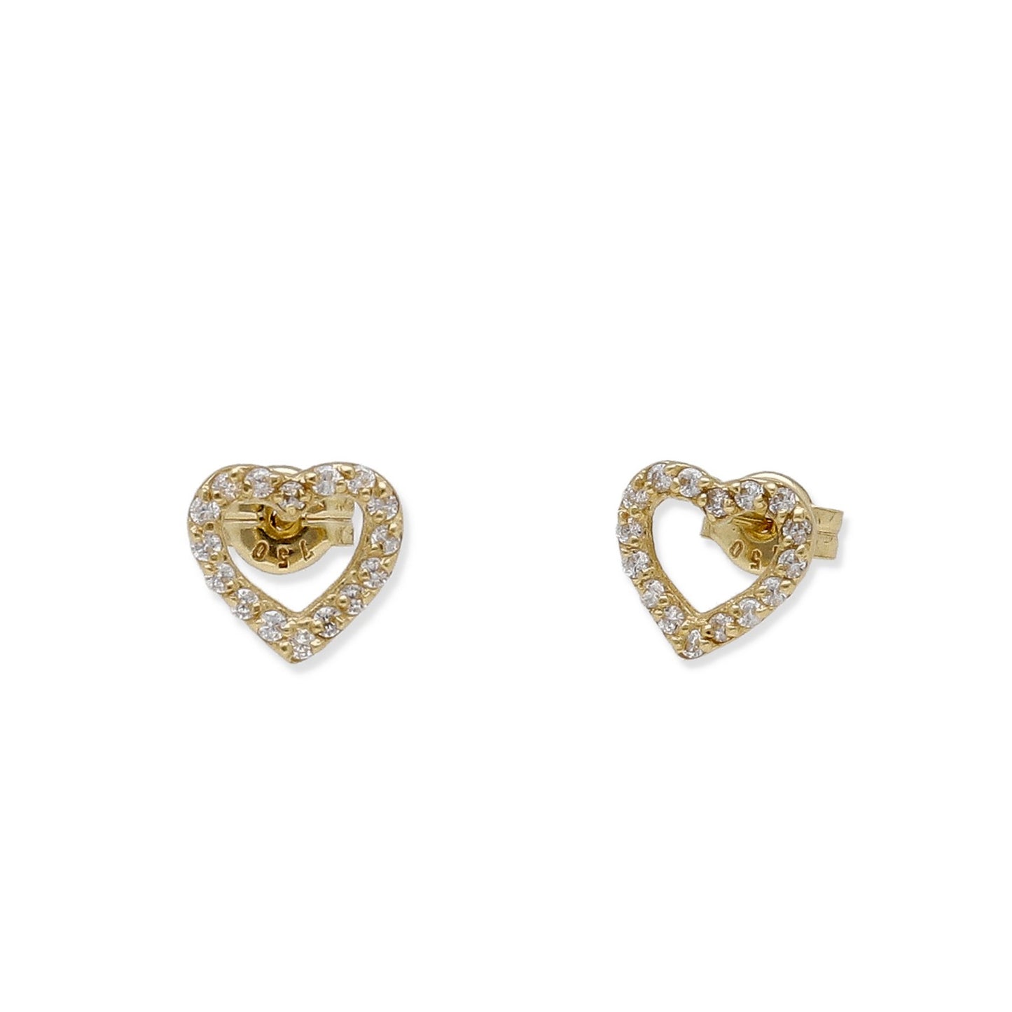 Pendientes Corazón de Oro 18K con Circonitas