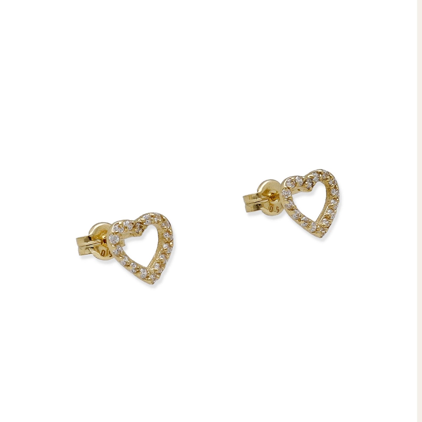 Pendientes Corazón de Oro 18K con Circonitas