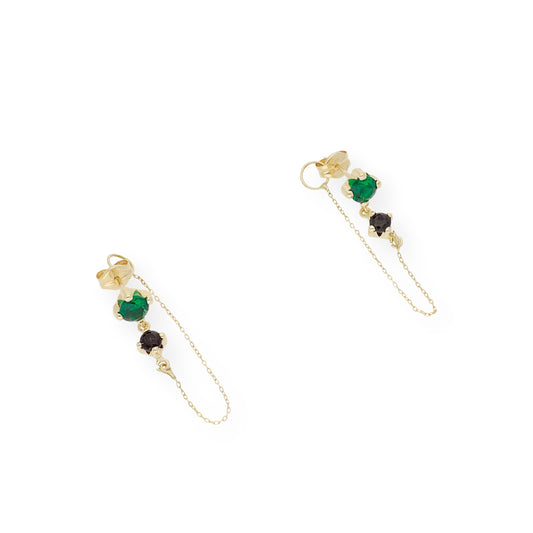 Pendientes largo esmeralda y zafiro Oro 18k
