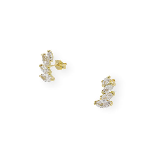 Pendientes trepadores con circonitas Oro 18k