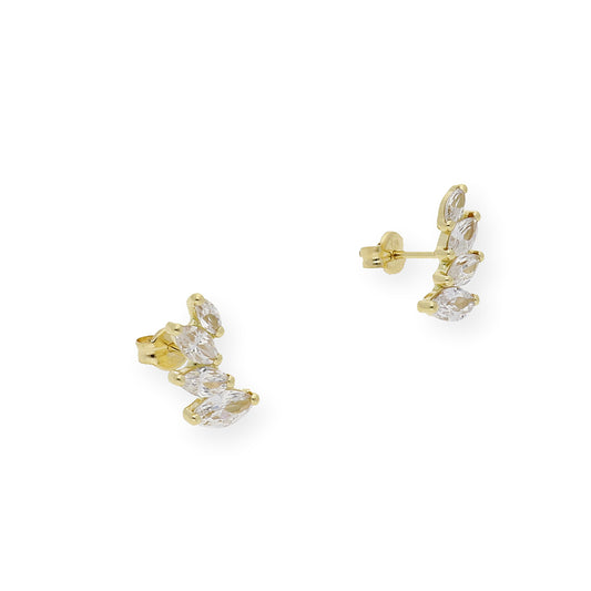 Pendientes trepadores con circonitas Oro 18k