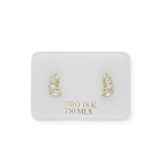 Pendientes trepadores con circonitas Oro 18k