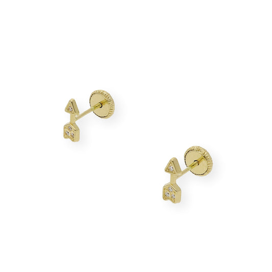 Pendientes flecha con circonita Oro 18K