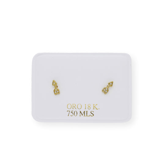 Pendientes flecha con circonita Oro 18K