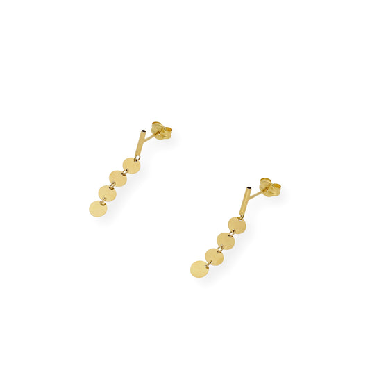 Pendientes largo barra y circulo Oro 18K