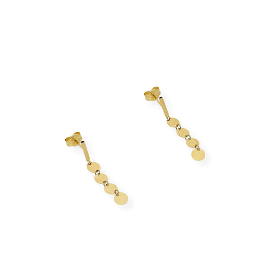 Pendientes largo barra y circulo Oro 18K