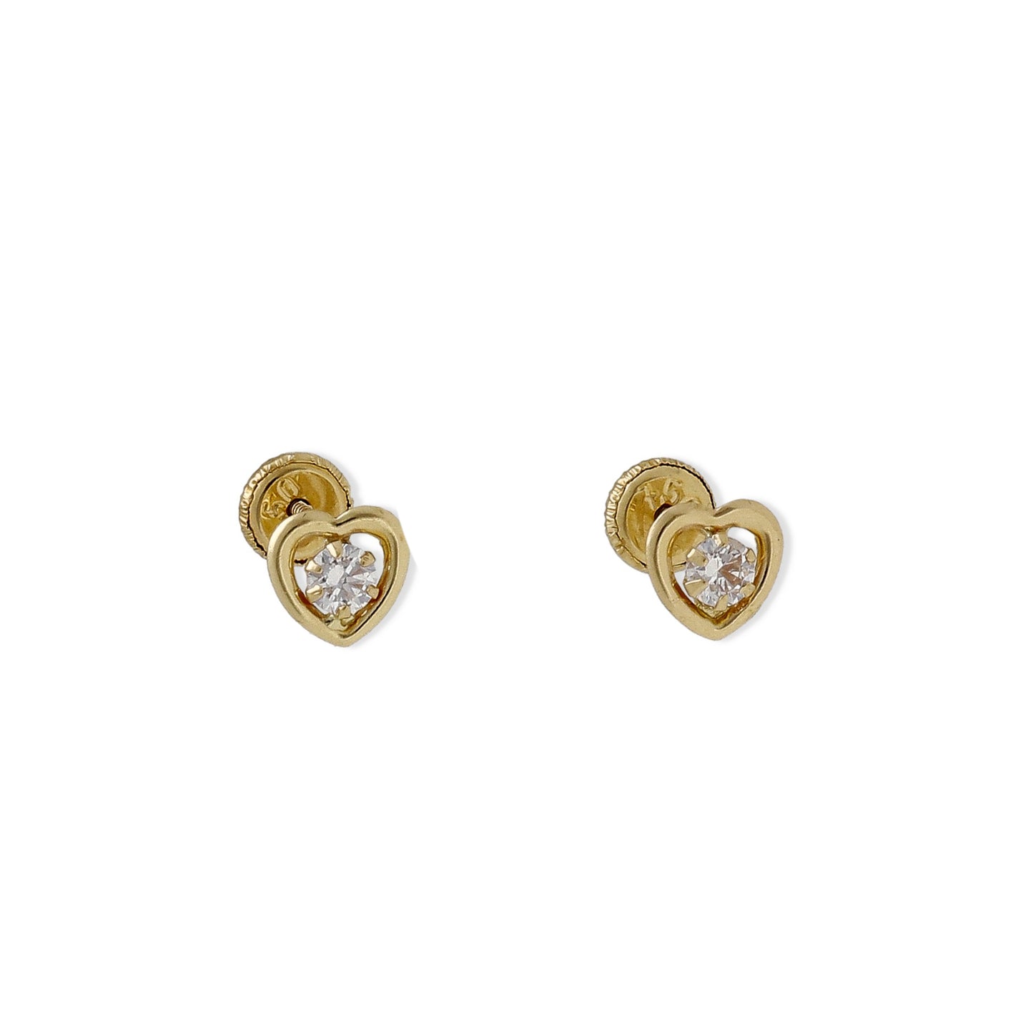 Pendientes Bebé Corazón de Oro 18K con Circonita