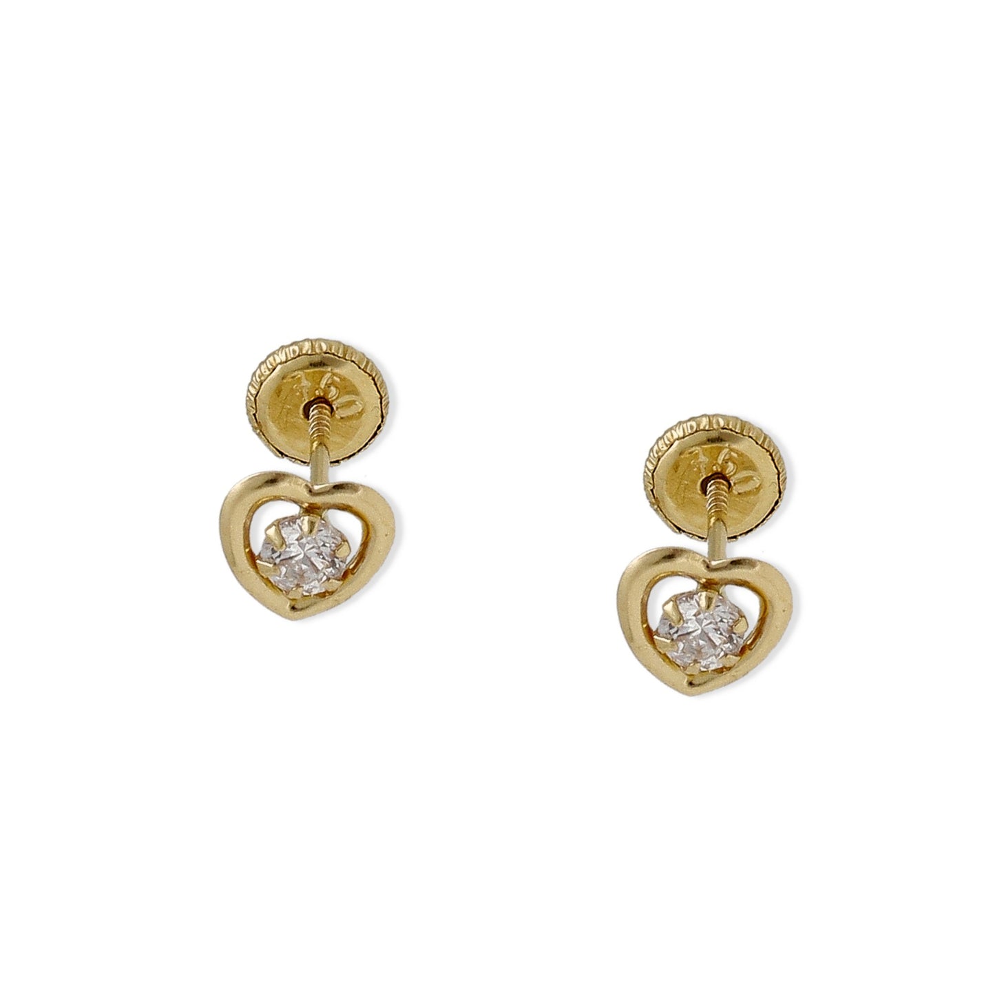Pendientes Bebé Corazón de Oro 18K con Circonita