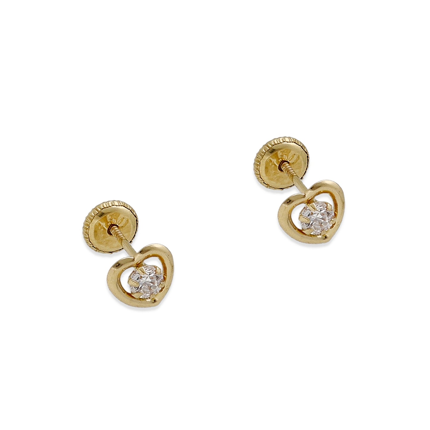 Pendientes Bebé Corazón de Oro 18K con Circonita