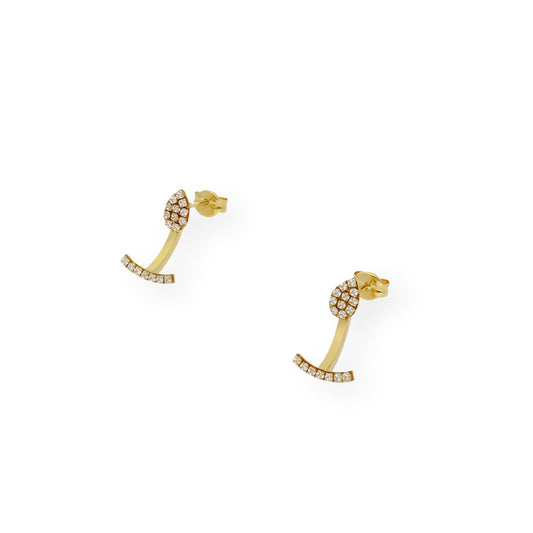 Pendiente lagrima y barra de circonita Oro 18K
