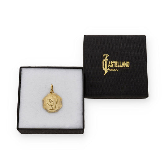 Medalla Virgen Niña Octagonal Primera Comunión de Oro 18K