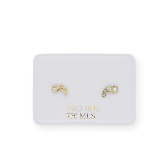 Pendientes con chatones y circonitas oro 18k