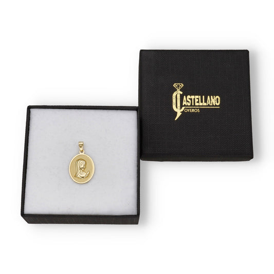 Medalla Virgen Niña Ovalada Primera Comunión de Oro 18K