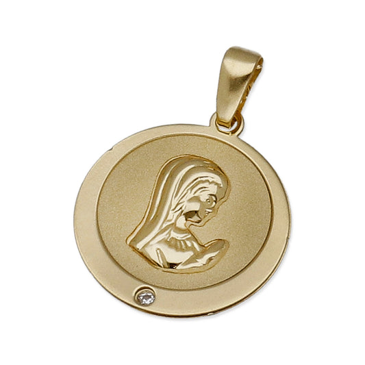 Medalla Virgen Niña en Oro 18K con Circonita
