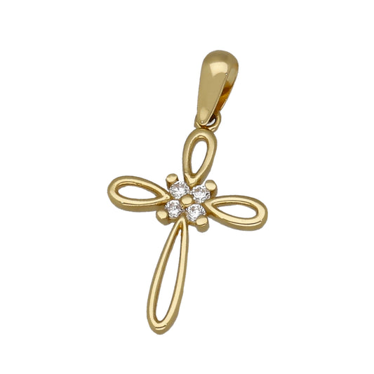 Cruz de Oro 18k con Circonitas Diseño Moderno Modelo Sines
