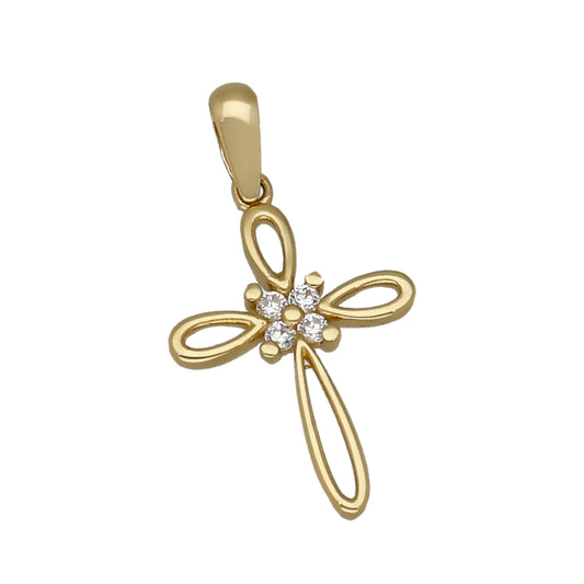 Cruz de Oro 18k con Circonitas Diseño Moderno Modelo Sines