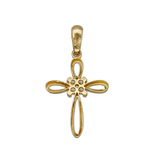 Cruz de Oro 18k con Circonitas Diseño Moderno Modelo Sines