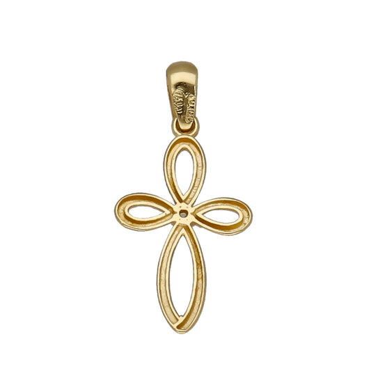 Cruz Moderna en Oro 18k y Circonita Central Modelo Pombal
