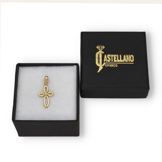 Cruz Moderna en Oro 18k y Circonita Central Modelo Pombal