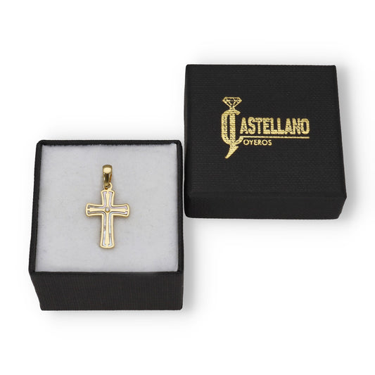 Cruz en Oro 18k y Nácar con Circonita Central Modelo Tristán