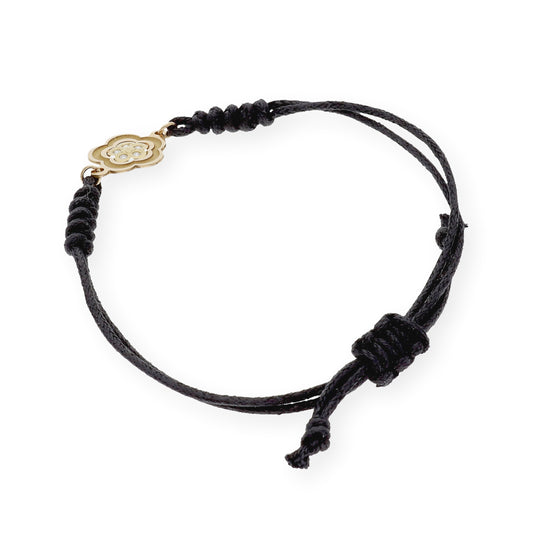 Pulsera Macramé Flor en Oro de Ley 18k y Diamante